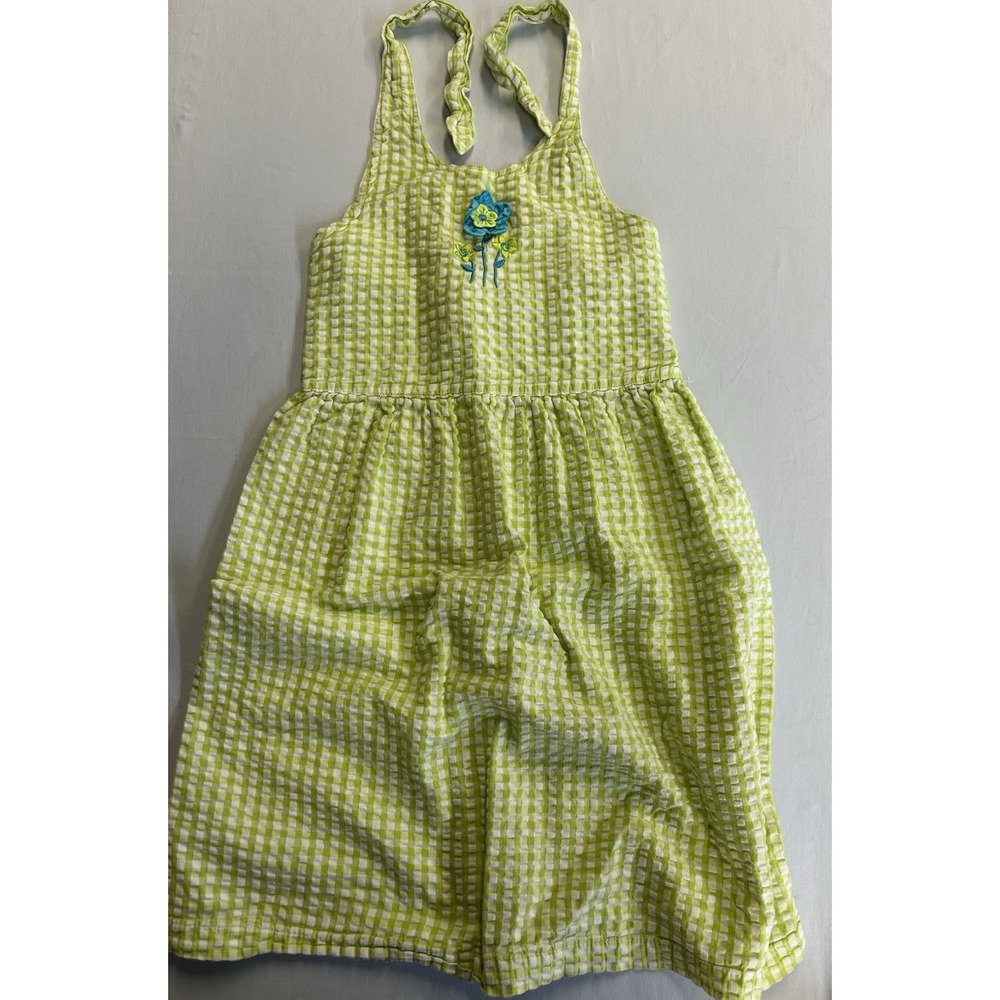Vintage Y2K Basic Editions Girls 10/12 Gingham Seersucker Sundress Floral